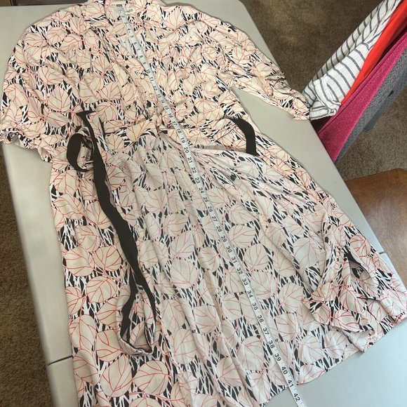 Diane Von Furstenberg Wrap Dress Women XL Multicolor Leaf 3/4 Wide Sleeve Office - Picture 10 of 15